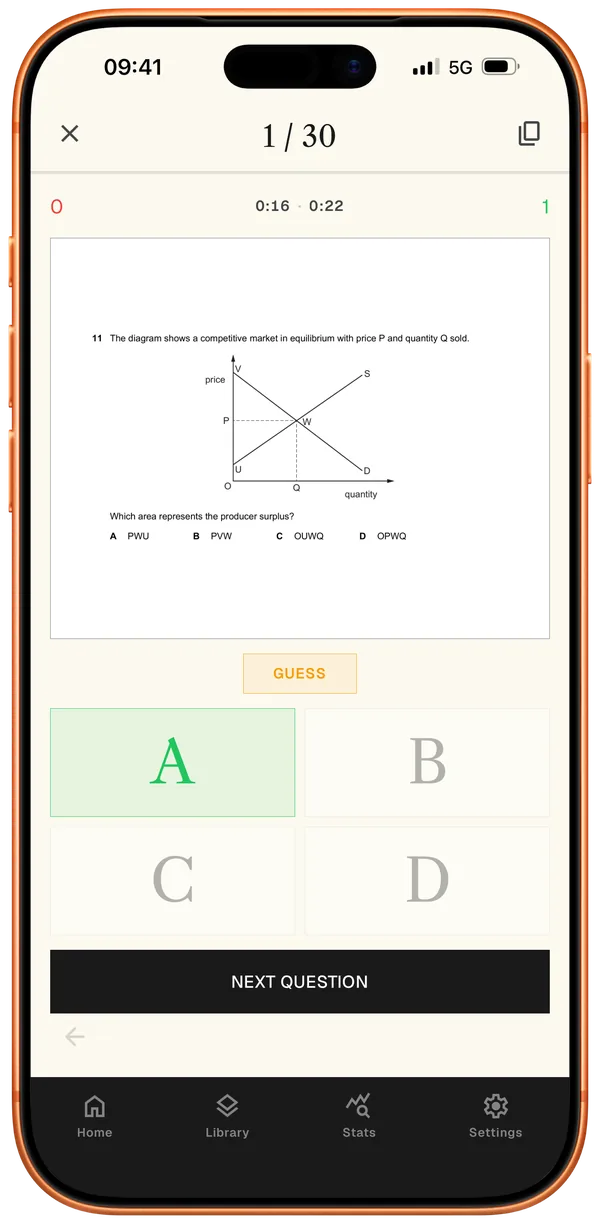 A Revlo past-paper question with its answer choices.